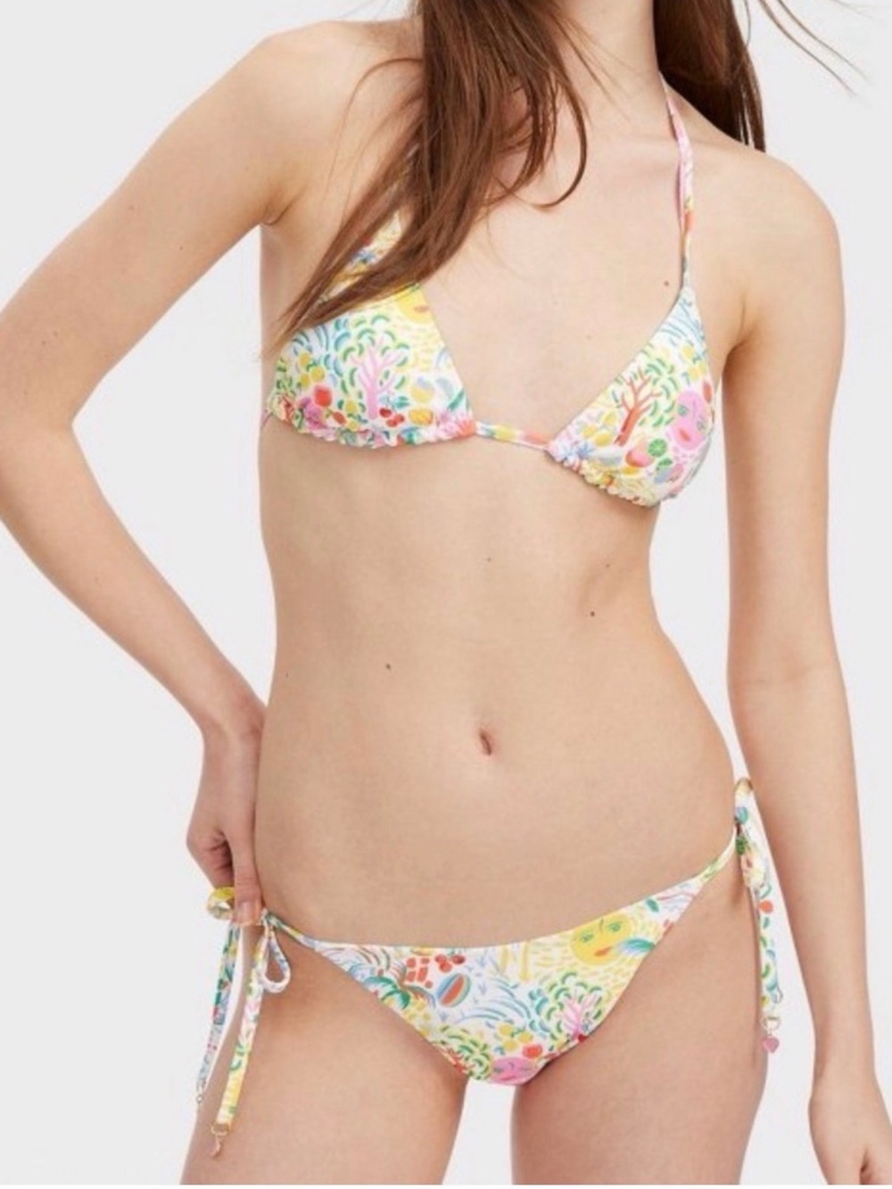 Roller Rabbit Tropical Floral Tie Bikini β Yellow, Green, Pink